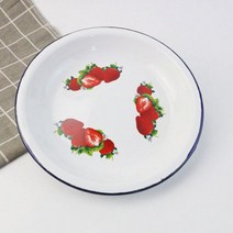 예쁜 카페접시 빈티지그릇 유럽과 미국의 두꺼운 에나멜 접시 클래식 인쇄 차가운 20/22/24/26 cm 대형 식기 정원 과일 트레이 내구성, 21.5cm Style 4