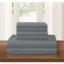Elegant Comfort 고급스럽고 부드러운 1500수 이집트 6피스 프리미엄 호텔 품질 아늑한 침구 세트 신축성 있는 매트리스 커버 딥 포켓 캘리포니아 킹 그레이, Grey