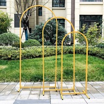결혼식장 야외 웨딩 장식 소품 철제 무대 배경 꽃장식, 골드 3피스 수트