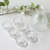 고급스런 사케병 사케잔6P 세트 골드라인 포인트