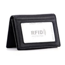 HAWEE 남성용 바이폴드 프론트 포켓 지갑 정품 가죽 RFID 차단 카드 빌폴드 가성비 추천 미국직구, Black
