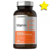 Horbaach 비타민 Vitamin E 1000 IU 소프트젤 캡슐 200개 프리 오일