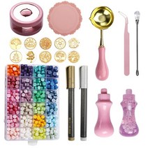 왁스 씰 스탬프 세트 키트 핑크 시리즈 씰링 보관 상자 인감 DIY 공예 용품 웨딩 스크랩북, 04 Big Octagonal 1