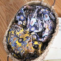 [천매니아] 도비&쉬폰 페이즐리플라워 2칼라 4종, 도비원단_머스타드