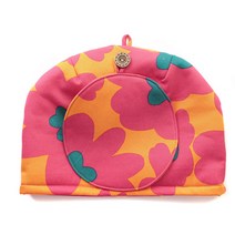 세련된 티코지 찻주전자 커버 꽃 핑크×그린 장인의 기술 가와시마 사치코·아키코 공작 일본제 면 100%