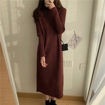 Cocoli 가을겨울 도톰한 미디 니트 스커트 반폴라 니트 원피스 여 8색