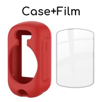 Garmin Edge 530 830 용 2-in-1 보호기 케이스 + 강화 유리 실리콘 커버가있는 자전거 컴퓨터 화면 필름, 11 Red and Glass_02 Edge 830