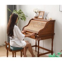 빈티지 원목 뷰로데스크 엔틱 인테리어 피아노 프렌치 서랍장, 다크 커피