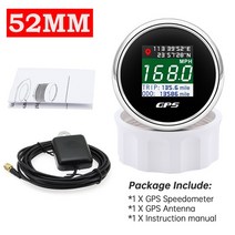 AD- 52mm85mm TFT 화면 속도 게이지 디지털 GPS 속도계 Mph 매듭 Kmh 안테나 오토바이 해양 보트 자, 01 52MM Gauge BS