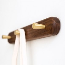 월넛 골드후크 라운드 벽행거 옷걸이 3후크, 1개