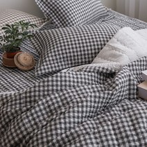 시원한 얇은 시어서커 여름 깅엄 체크 차렵 이불 단품 (SS/Q), 베이지