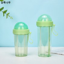 신형 한 잔 양용 플라스틱 빨대 컵 틱톡 동일 구분 쌍쌍관 원앙 컵 물컵 제조사 도매, 녹색, 420마라