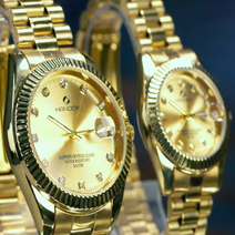 TV홈쇼핑 한독 천연다이아몬드 24K도금 금장시계 2세트이상 구매시 진주목걸이 추가증정