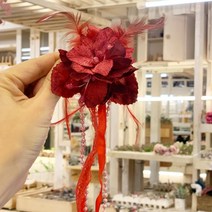 레드 벨벳 드레쉬 레이스 코사지 브로치