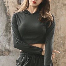 요가복 긴팔 기능성 배꼽티 의류 헬스복 여성 크롭