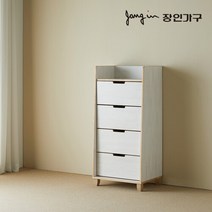 [장인가구] [ 아이브] 원더 틈새 드레스룸 원목 4단 옷서랍장 600, 색상:로맨틱 화이트