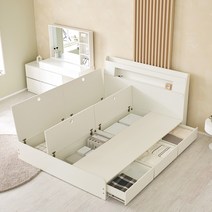 파로마 샐리 LED 수납 침대 원룸 수납침대 퀸 프레임 Q 907, 화이트