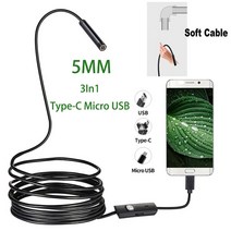 카메라 일반 헤드 고정 담각대 유압식 액션캡 미니 내시경 카메라 5/7mm 10M/5M/1M 와이어 6 led 방수 IP68, 02 5MM Hard_05 10M