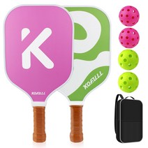 KOFULL 피클볼 패들 라켓 세트 강탄력 초경량 패들2개 & 패들4개 공4개 가방1개 커플 라켓 볼 세트, 모델1-패들2개 세트