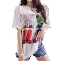 데이홀릭 4컷 애니멀 반팔 티셔츠