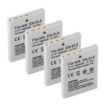 배터리 카메라용 밧데리 EN EL8 Nikon COOLPIX P1 P2 L1 L2 S1 S2 S3 S4 S5 S6 S7 S8 S9 1400mAh, 08 4 Battery