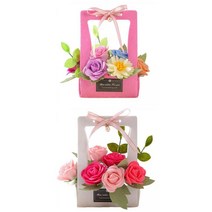 2 세트 DIY 펠트 꽃 바구니 아트 공예 키트 꽃 홈 파티, 부직포, 화려한 장미 핑크 장미