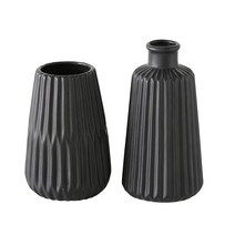 Iconic Scandi 아기 꽃병 3개 세트 플루티드 도자기 화이트 색상 매트 마감 지름 8.3cm3.25인치 x 높이 10.4cm4.25인치 모던 홈 디자인 USA 미국, Color Soaked Black, 2 Piece Se