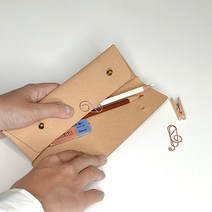 재생 가죽 필통 만들기 KIT 업사이클링 펜케이스 대학생 고등학생 중학생 펜 파우치, 그레이