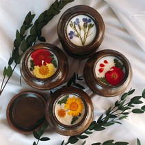 단품 꼼뚜 전통 압화 항아리 천연 소이 캔들 향초 실내 방향제 외국인 명절 선물, 금매화, 감사합니다, 제라늄버베나