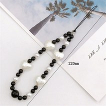 투명한 나비 휴대폰 핸드폰 끈 버전 스위트 펄 쉘 액세서리 분실 방지 체인, 한개옵션1, 07 Black