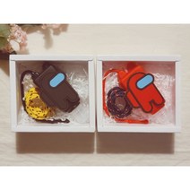 어몽어스 결혼식 답례품 생일 답례품 돌 답례품 돌잔치 이벤트선물 어린이집 생일선물 어린이집 선물 포장 선생님 선물 (휴대용손소독제케이스+마스크목걸이 SET), 4.레드어몽어스(핑크&라이트), 3.생일축하해줘서고마워