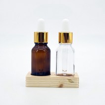 갈색 유리 공병 금색 금속캡 스포이드 아로마 오일 화장품 15ml, G_스포이드15ml_투명