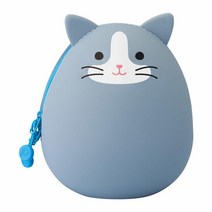 LIHITLAB 푸니라보 지퍼 파우치 계란형 L 블랙 캣 A7783-3, Large 1.3 x 4.7 x 3.8 inches, Gray Cat