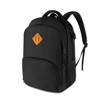 Warmila 여성용 남성용 17 인치 블랙 노트북 배낭 방수 내구성 클래식 책가방 컴퓨터 가방 USB 충전 포트가있는 여행 작업 백팩