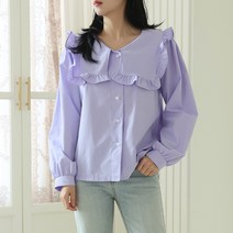 NewCare여성 블라우스 사각 프릴 긴팔 블라우스