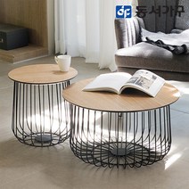 동서가구 홈즈 오브 원형 거실 소파 사이드 테이블 세트 HSD120, 아카시아