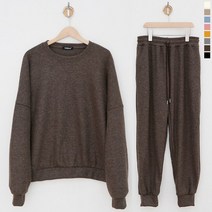 티데일리 여성용 키드 울 골지 루즈핏 맨투맨 조거 팬츠 트레이닝 세트