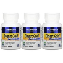 [3개] 엔자이메디카 다이제스트 골드 소화효소 프로바이오틱스 45캡슐 고초균 아밀레이스 말테이스 라이페이스 인버타아제 아밀라아제 리파아제 유산간균 락테이스 셀룰레이스