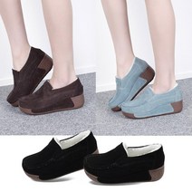 이피탑 여성 5.5cm 편안한 따뜻한 천연가죽 털 통굽 슬립온