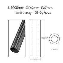 저무리 호환제품 탄소 섬유 튜브 파이프 1 개 길이 1000MM 직경 100CM 4mm 5mm 6mm 7mm 8mm 9mm RC 모델 비행기 드론 액세서리, 34 9x7 Twill Glossy