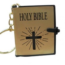 HOLYBIBLE 가죽 성경책 펜던트 목걸이 미니어쳐 납골당꾸미기 처 추모장식 FRANKLIN 키링 봉안당 기독교 미니 성서 십자가 키체인 장식 선물 발렌타인 데이 종교 액세서리, 2.Golden