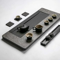 돌 차 트레이 돌 트레이 천연석 차 테이블 다도, 70x40cm 싱글 티 트레이