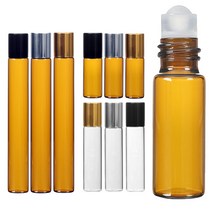 갈색 롤온 향수 공병 아로마 롤러볼 오일 화장품 차광 유리 용기, AI실버캡 투명 10ml, 1개