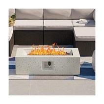 SUNBURY 야외용 42인치 프로판 화덕 테이블 직사각형 화덕 테이블 40 000 BTU 용암석이 있는 흰색 파티오 가스 난로 테이블 방수 커버