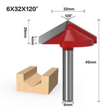 밀링커터날 공작 척 공구홀더 6mm v bit-1pcs cnc 솔리드 카바이드 엔드 밀 텅스텐 스틸 목공 밀링 커터 3d 목재 mdf 라우터 비트 60 90 120 150도, 6x32x120