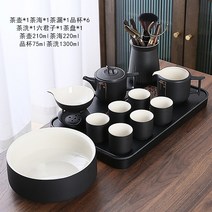 찻잔세트 다도세트 전통찻잔 빈티지 도자기 세라믹 완전 차 세트 가정용 창작 흑자기 중국식 거친 루바오 화상 방지, 13. 리콜 강남 세트 + 다도 + 차 세척 + 차 트
