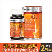 캐나다 직구 비타민B 컴플렉스 콤플렉스 정 알약 타입 복합 비타민 비 군 영양제 비타민 비6 비12 C 씨 시 엽산 비오틴 식약처 안전성 인증 건강기능식품, 2개, 90정