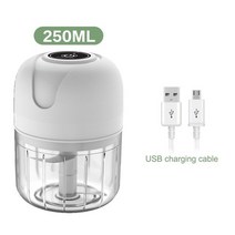 민서기 민찌기 소세지메이커 고기그라인더 USB 충전 전기 마늘 다지기 고기 분쇄기 과일 야채 생강 도구, 03 White 250ml