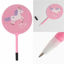 템팜 유니콘 부채 0.5MM 볼펜 핑크 홍보물품 기업판촉물 여름철, 오렌지, 1개
