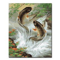 DIY캔버스페인팅 명화그리기 - 동물 40x50, A11_잉어의 도약